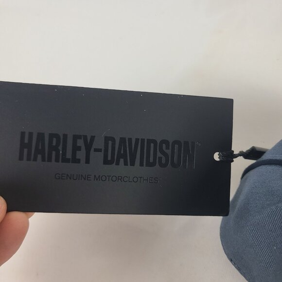 Harley Davidson Motor Cycle Fitted Hat Size 7 1/4" Woven Blue NWT - Picture 5 of 8